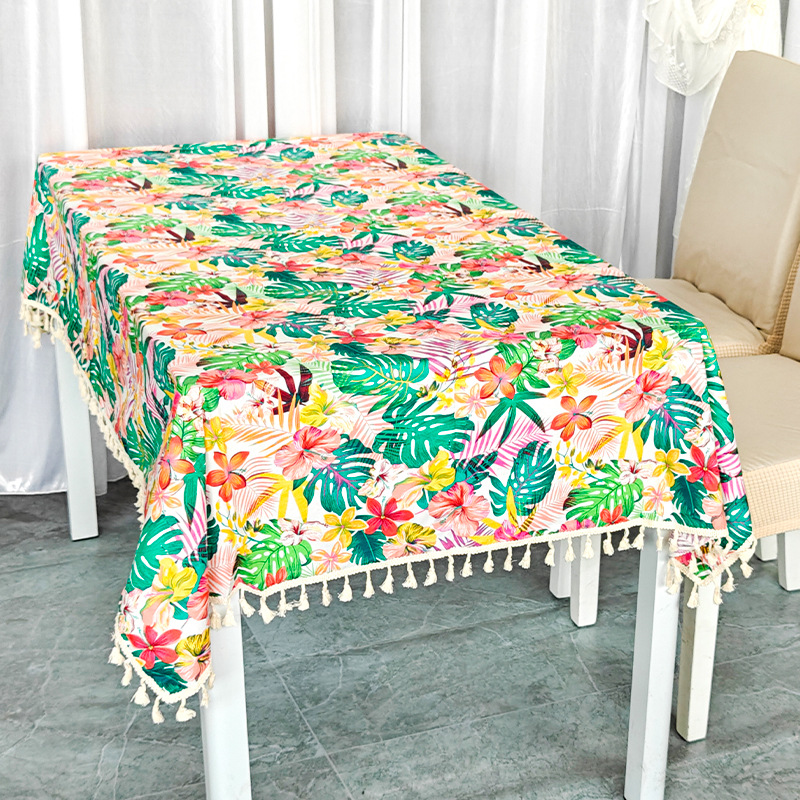 T0497 pure cotton pastoral style 100% cotton printed tablecloth with transparent PVC waterproof, oil-proof, scalding and non-slip