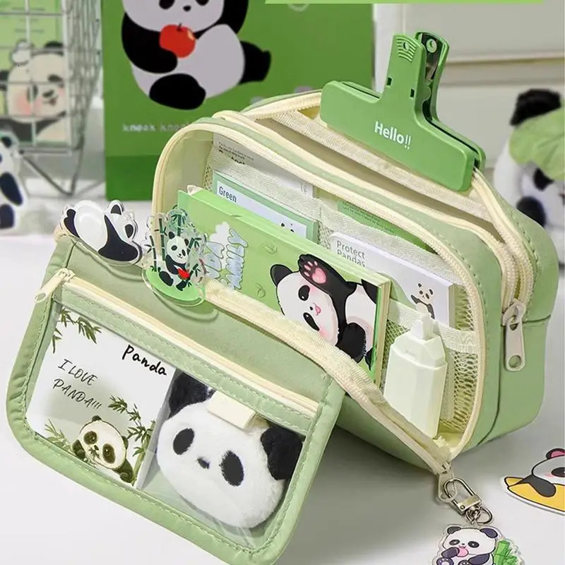 Panda Pencil Case Panda Large Capacity Transparent Pen Bag Stationery Bag Storage Cute Pencil Pouch Stationery Organizer 250530 - view 4