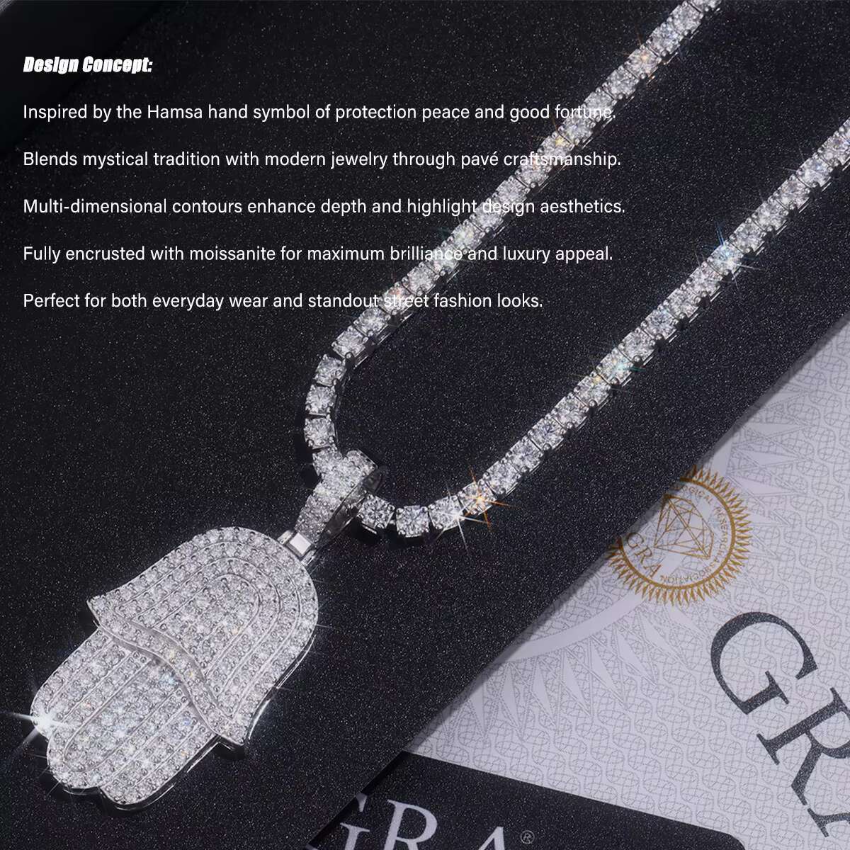 moissanite chain 3.412 CTW Moissanite Lightning Pendant for Men S925 Silver 18K Gold Plated Silver Fits Cuban and Tennis Chains Hip Hop Style