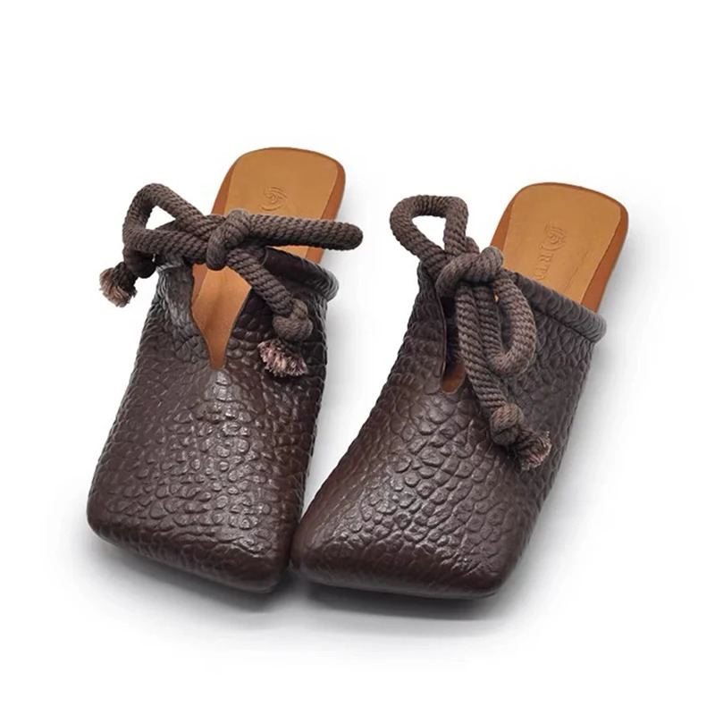 Square Toe Flats Slippers Women Mules Shoes Fashion Casual Sandals Summer Slingback Flip Flops Sandalias De Mujer 250529
