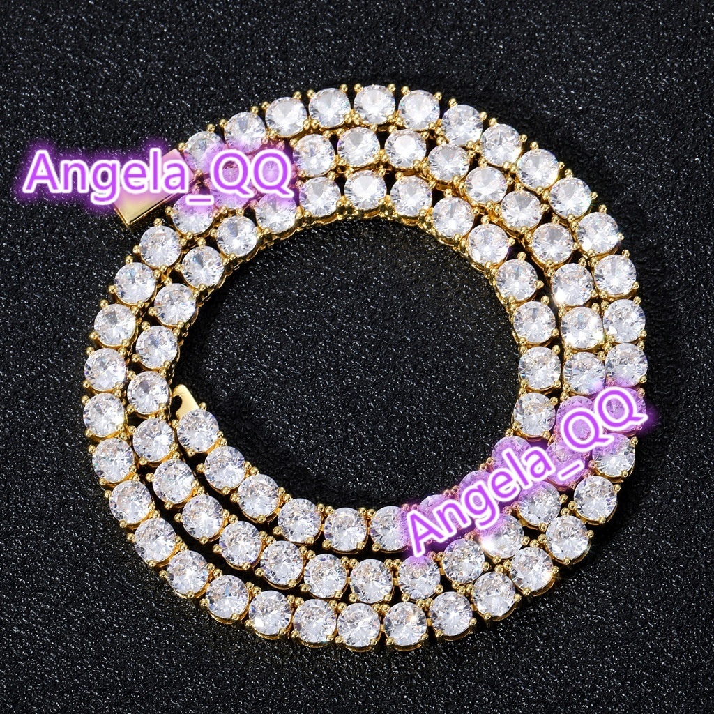 3mm 4mm 5mm 6mm Jewelry Diamond Choker Necklace 18k Gold Plated Iced Out CZ Hiphop Spring Clasp Moissanite Tennis Chain Men