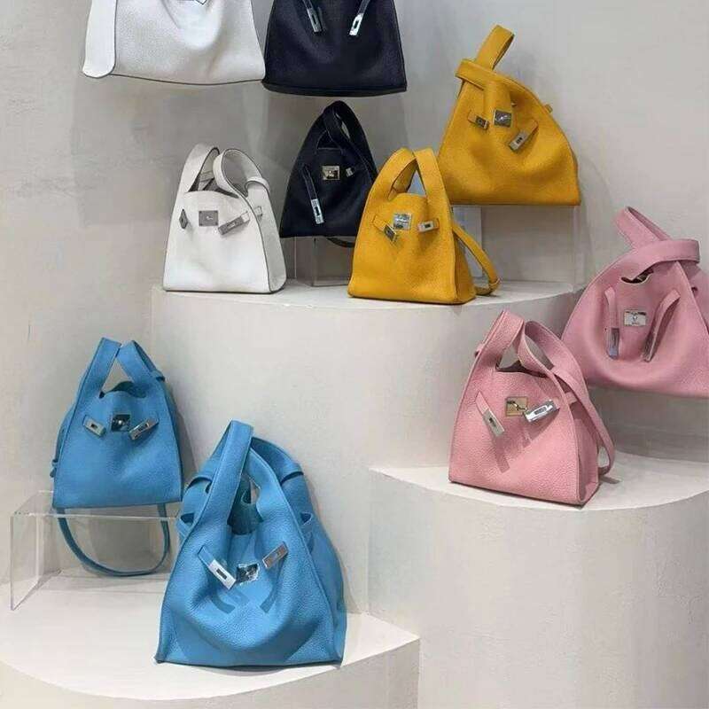 Designer Bag Brand Handbag Fashion Texture Simple Solid Color Versatile Tote Soft Leather Sier Lock Underarm Shoulder Bucket Bag