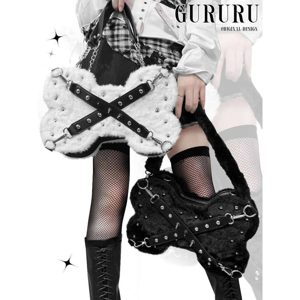 Designer Bag Way Y K New Darkness Style Shoulder Bags For Women Fashion Gothic Rivet Crossbody Bag Bone Subculture Bolsa