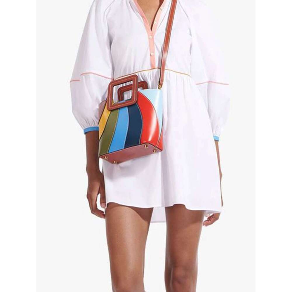 Designer Bag CEZIRA Fashion Women PU Vegan Leather Handbags Colorful Patchwork Top Handle Tote Niche Shoulder Crossbody Bags Bucket Purses