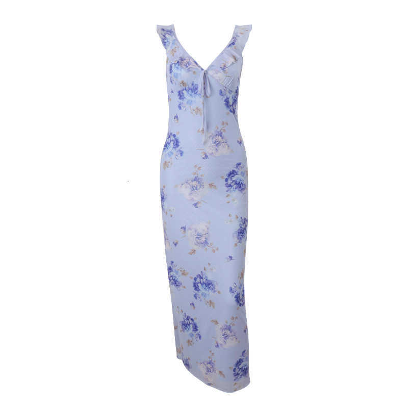Casual Women Dresses 2025 Summer New Women's Sexy Low-Cut Spicy Girl Vacation Printed Slim Strap Dress