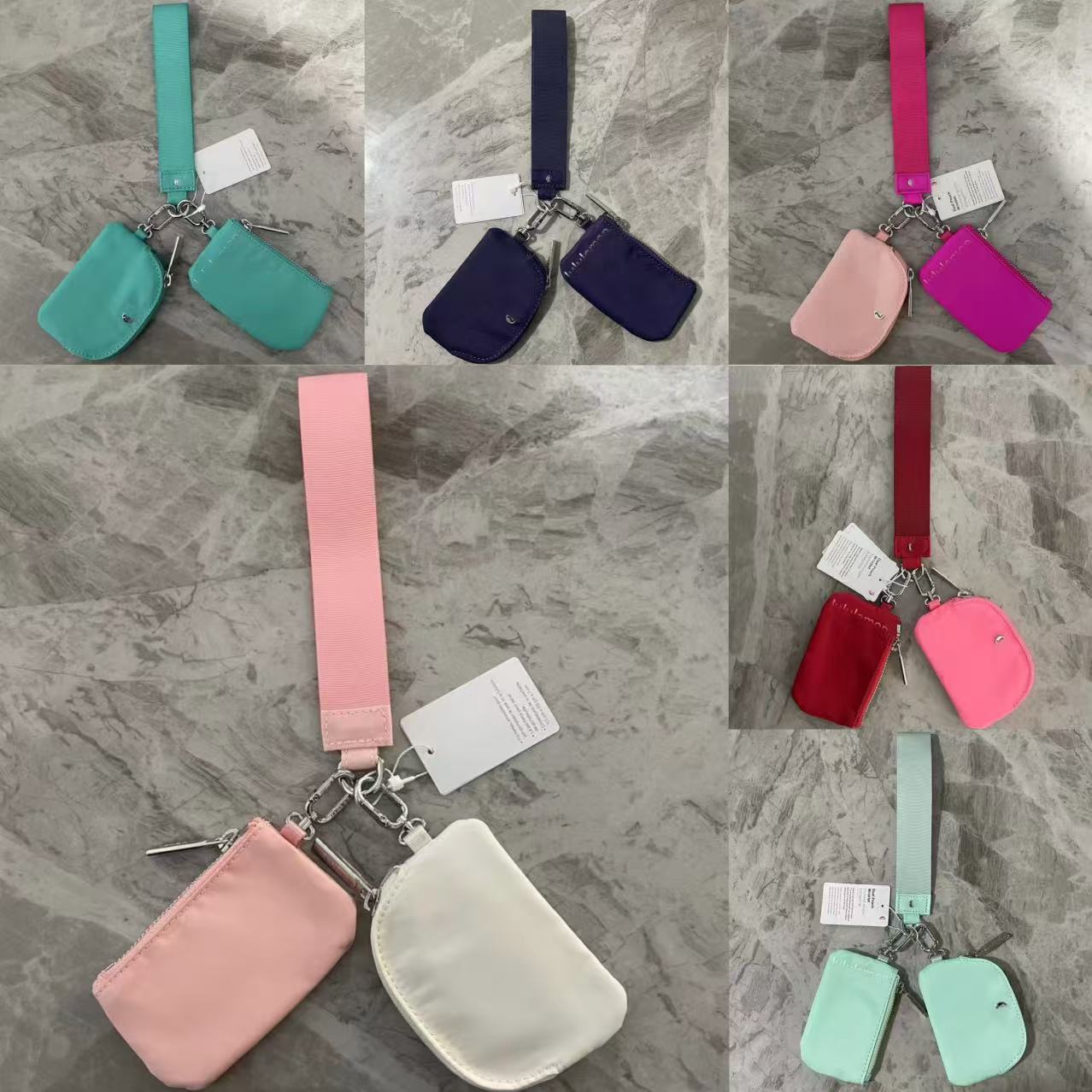 Designer yoga keychain bag dual pouch wristlet Mini Zip Arou nd Wristlet Portable Key chain Wallet bag Coin Purse Pocket Wholesale