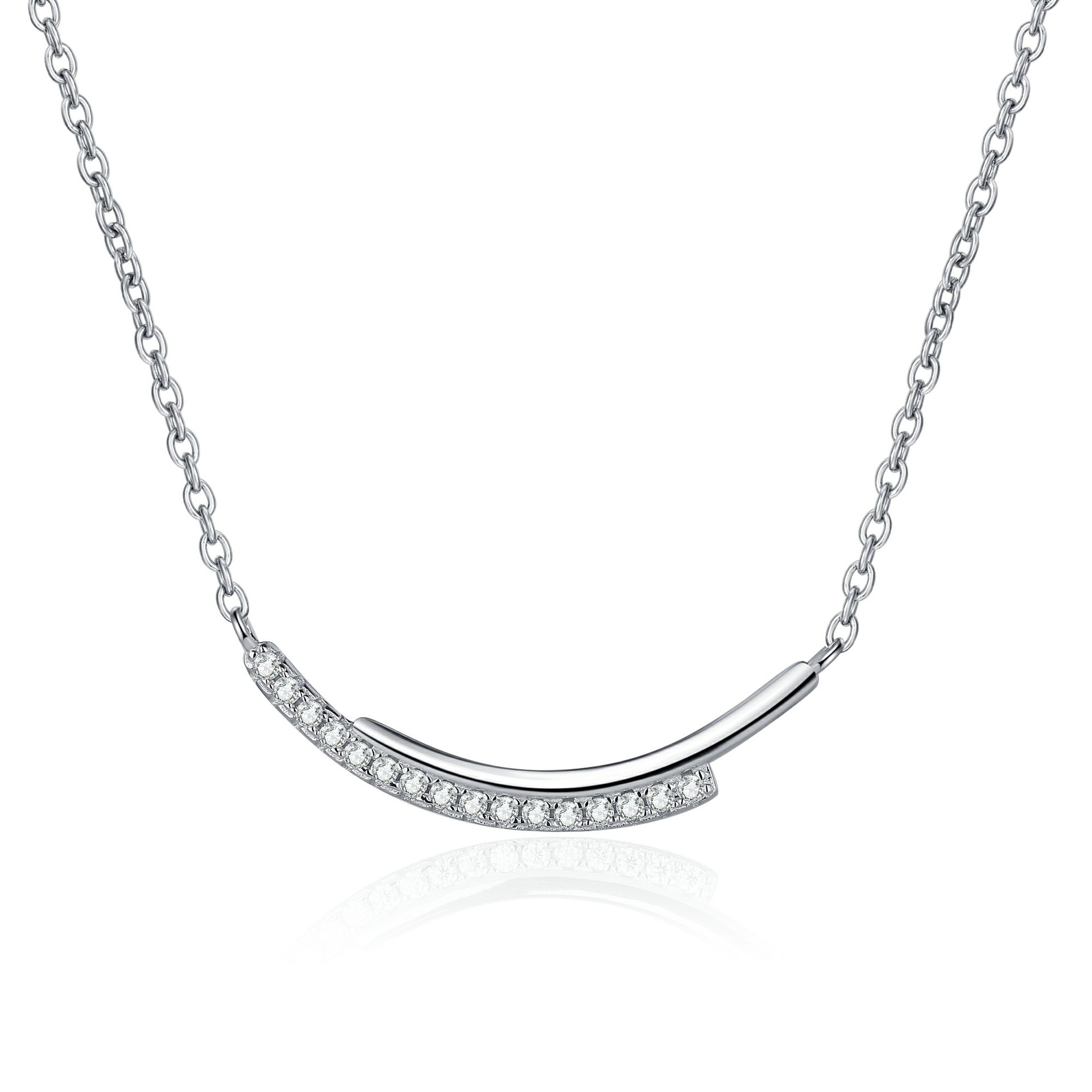 925 Sterling Silver Moissanite Smile Necklace for Women Minimalist Diamond Pendant Line Chain Elegant Gift for Best Friend