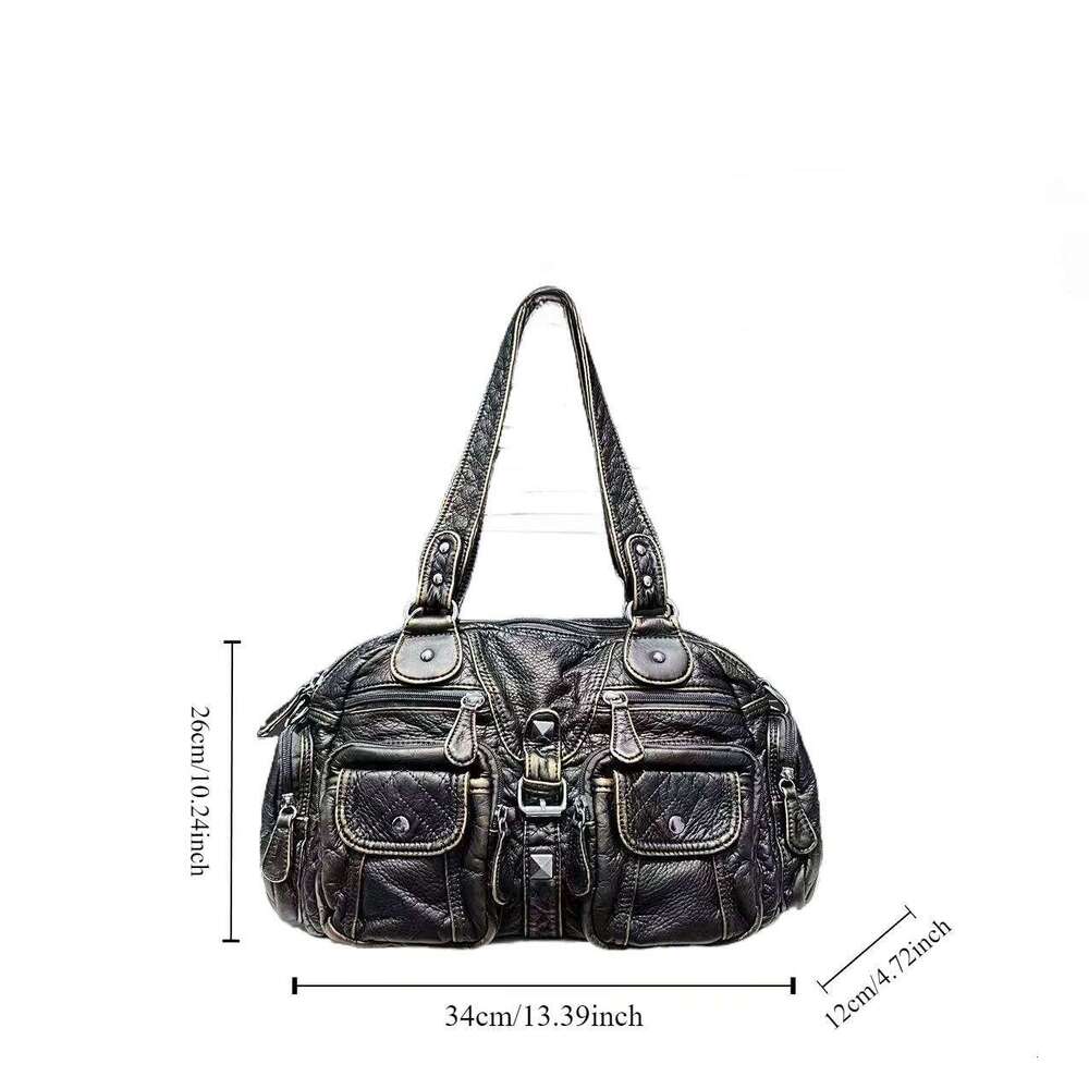 Designer Bag Ladies Fashionable Hot Girl Vintage Tote With Large Capacity Y K Washed Vegan Leather Single Shoulder Crossbody