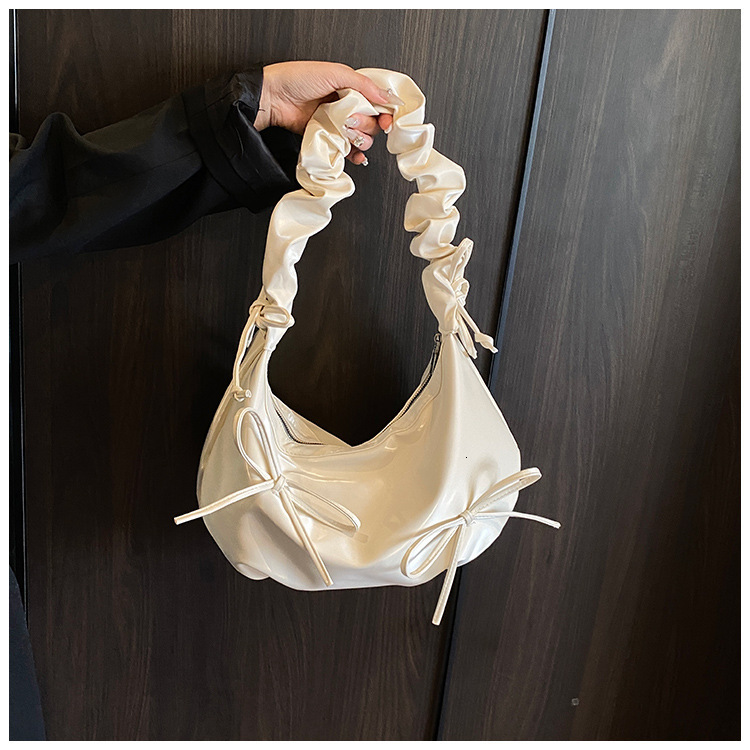 New women s cloud pleated bag large capacity underarm dumpling fashion bag drawstring bow fashion crossbody bag designer women s shoulder bag