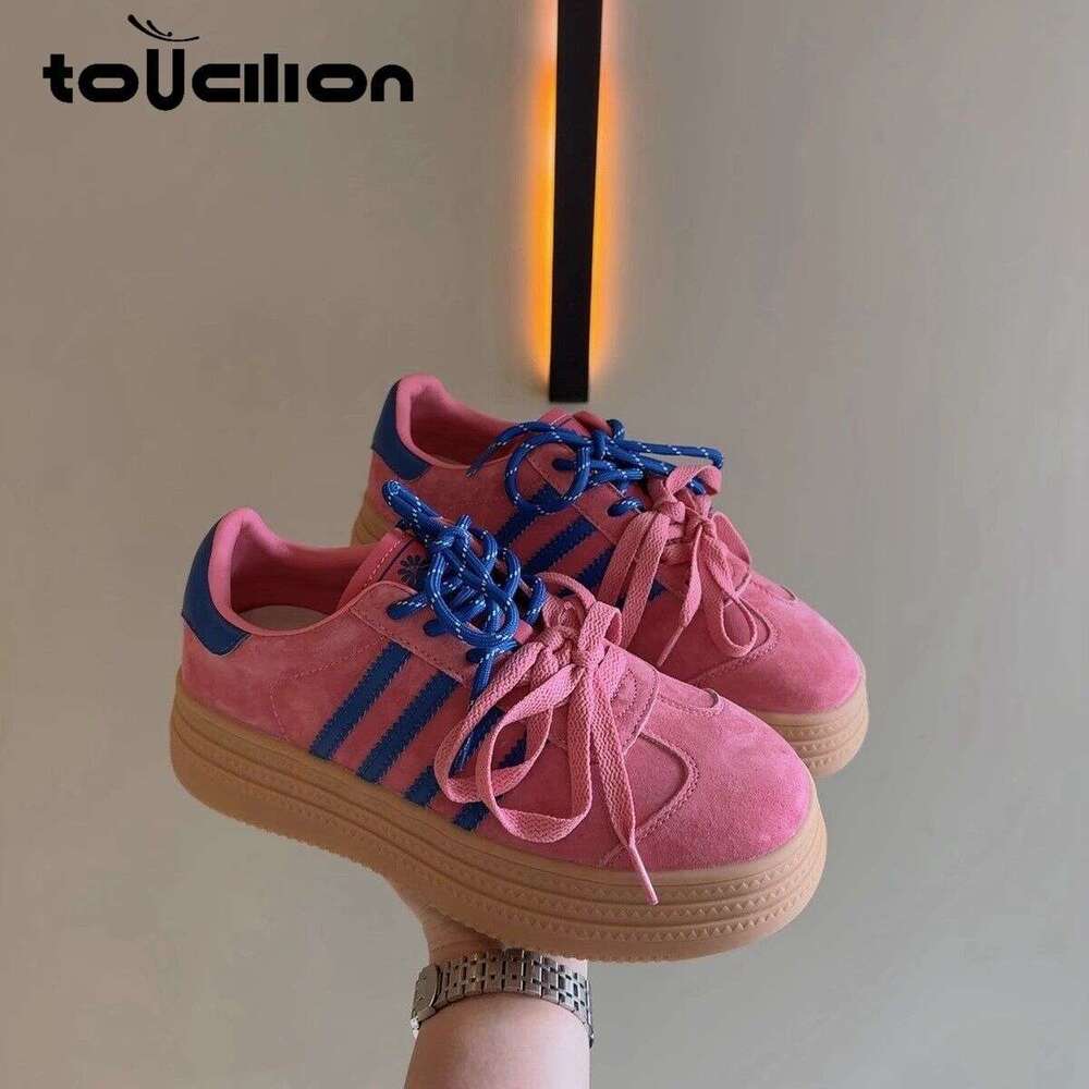 New Thick Soled Double Lace De Xun Shoes For Women, Fashionable And Versatile, Lightweight Candy Colored Casual Shoes, Designer Women's Shoes, Lu