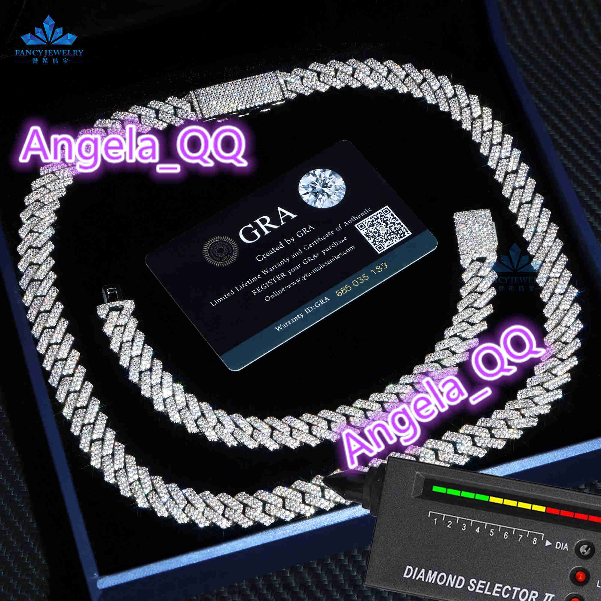 Pass Diamond Tester VVS Moissanite 12mm Wide Sterling Silver Cuban Link Chain for Rapper Hip Hop Necklace
