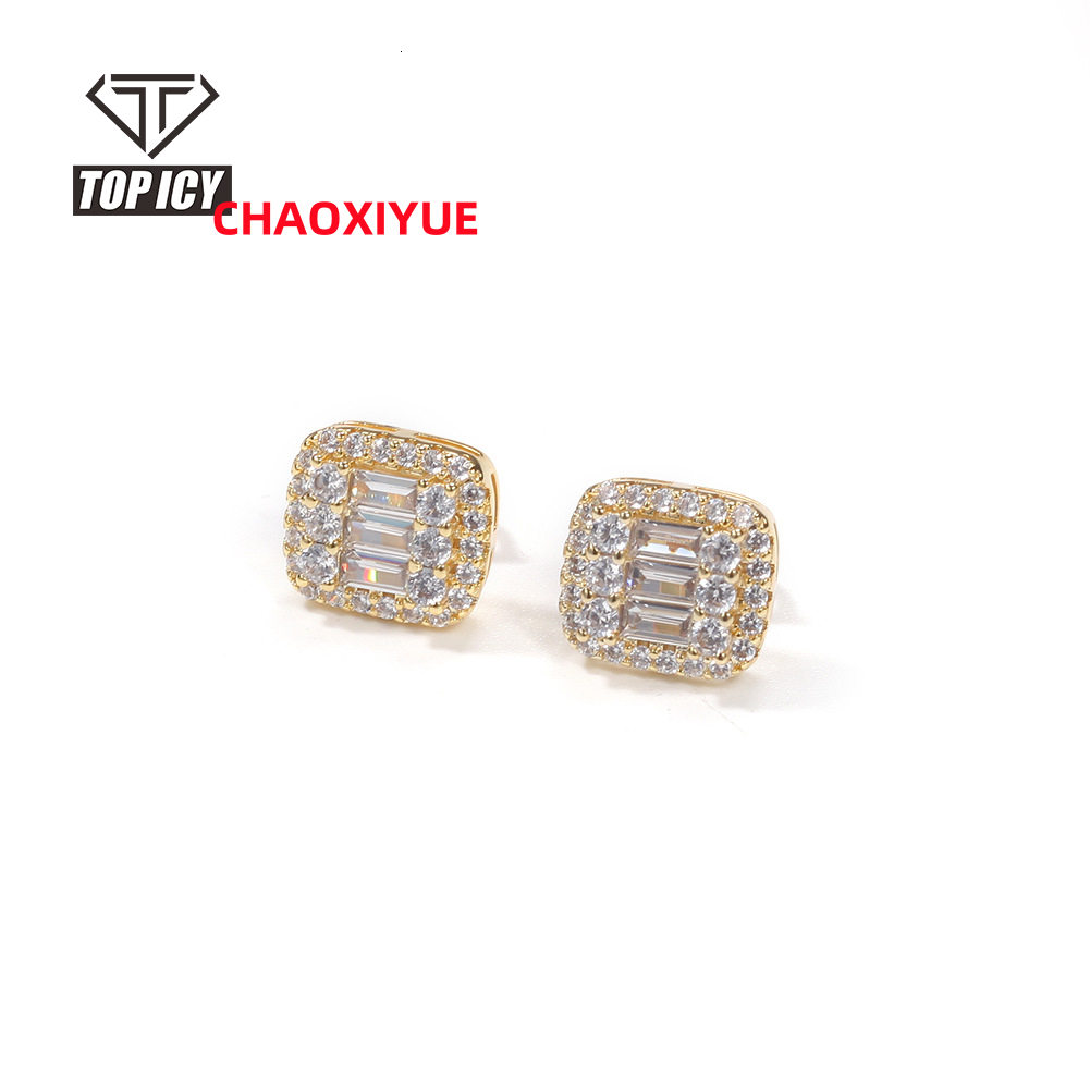 Fashion Hip Hop Iced Out Fancy Diamond Micro Paved Cubic Zircon Earrings Jewelry Men Women Studs Earring