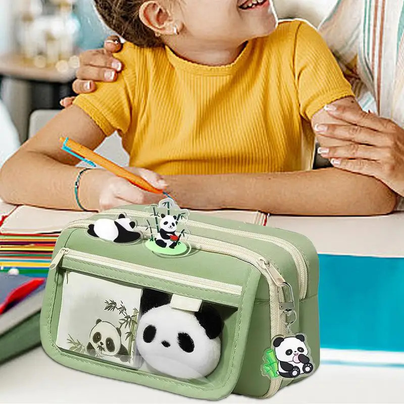Panda Pencil Case Panda Large Capacity Transparent Pen Bag Stationery Bag Storage Cute Pencil Pouch Stationery Organizer 250530 - view 5