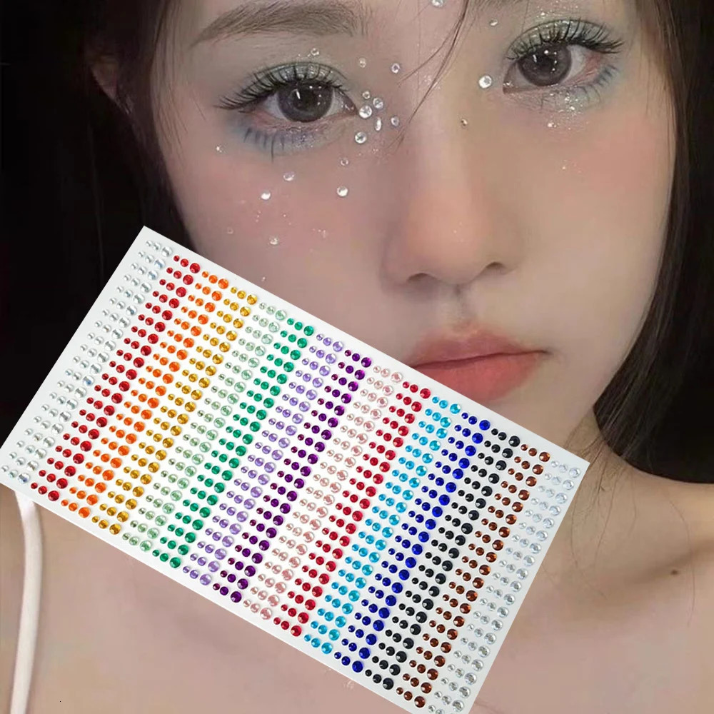 Self-adhesive Bright Face Stickers Jewels Rhinestones Face Decor Sticker For Girls Disposable Eye Shadow Sticker Makeup Supplies 250530