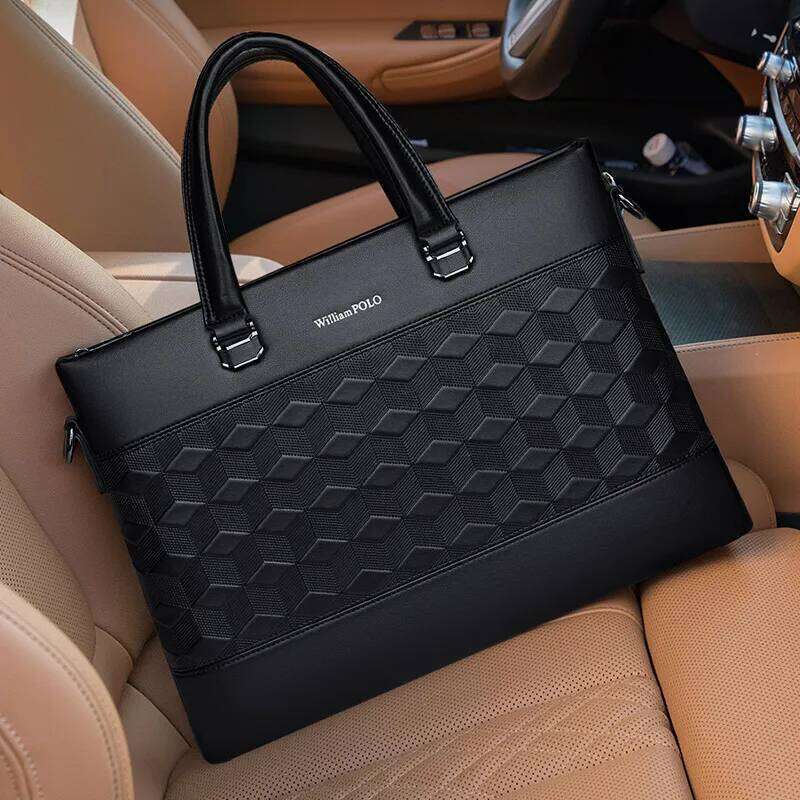 Designer Bag Williampolo Men S Business Handbag Leather Shoulder Messenger Bag Version Cowhide Simple Briefcase PL