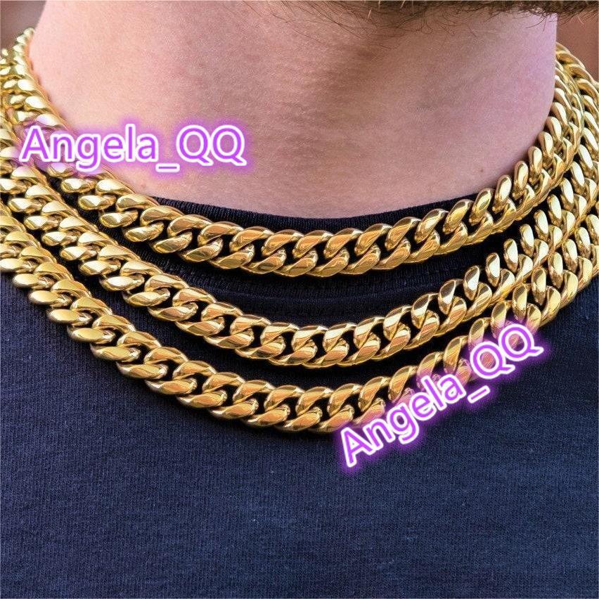 Wholesale Choker Hip Hop 925 Sterling Silver 14k 18k Gold Chunky Custom Cuban Link Chain Mens Necklace Miami Cuban Chain Women