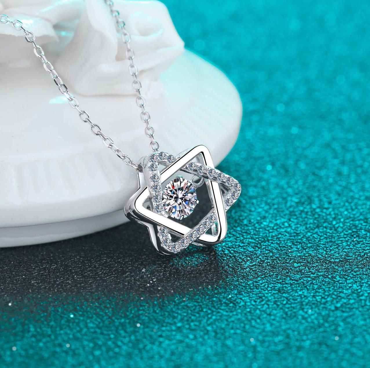 925 Sterling Silver Hexagram Moissanite Pendant Necklace PT950 Gold Plated Dainty Clavicle Chain Hypoallergenic Jewelry Wholesale Supply