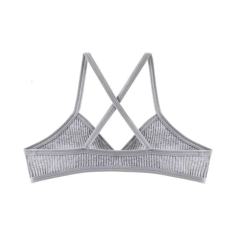 Comfort Cotton Yoga Bras For Women Thin Sport Style Unlined Bralette Sexy Deep V Triangle Cup Cross Beauty Back Bra sujetador