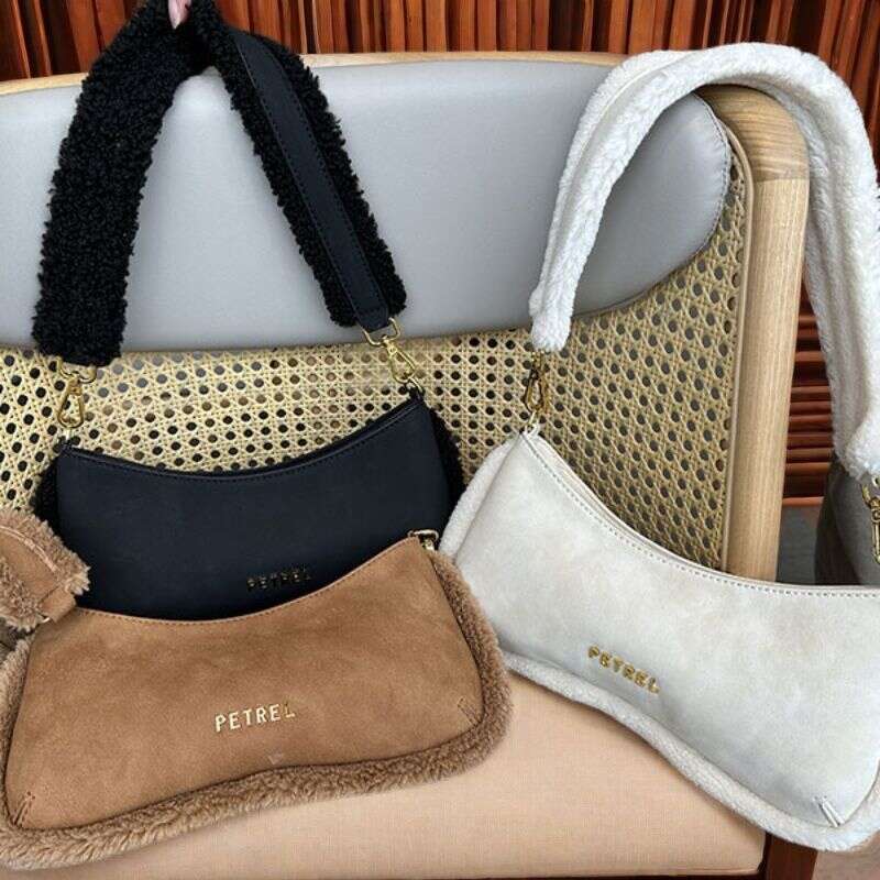 Tote Bag Mini Bag Niche Leather Velvet Patchwork Shoulder Handbag Underarm Furry Women S Bag Crossbody Bag