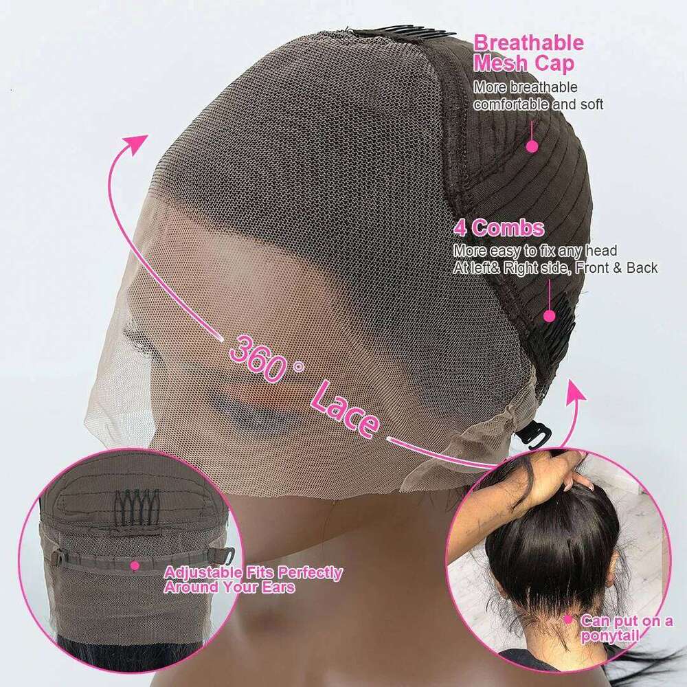 CEXXY Kinky 360 HD Lace Frontal Wig For Black Women Yaki Straight Ponytail Human Hair Cheap Wigs On Clearance Sale