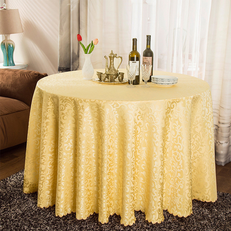 D279 hotel tablecloth fabric restaurant tablecloth hotel dining table anti-fouling European style large round table household round table square