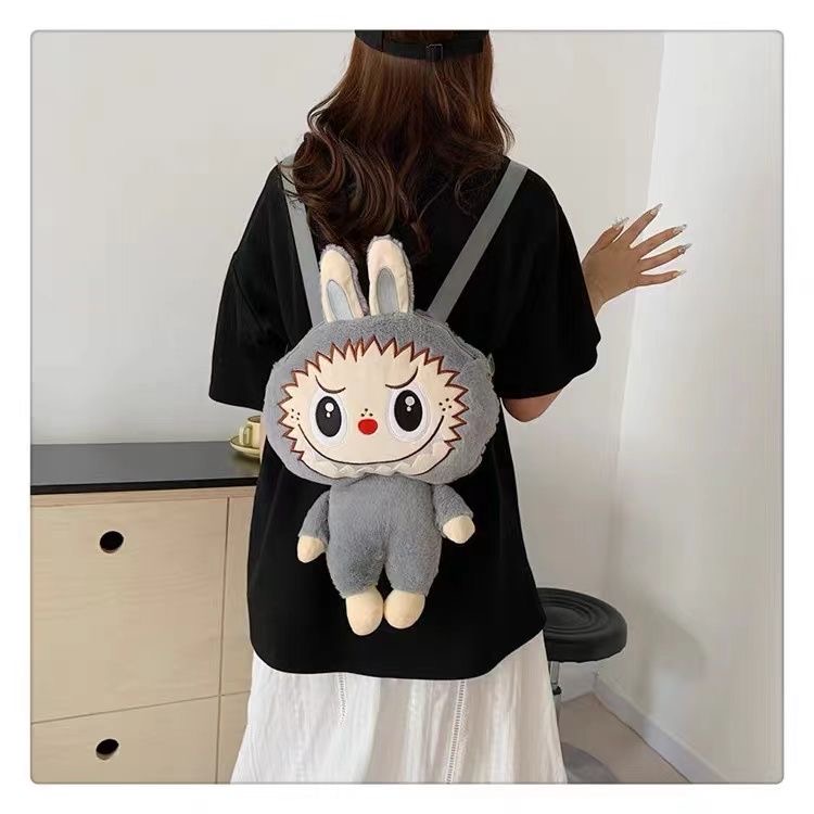 Labubu zimomo Backpack Cute Cartoon Plush Doll Backpack New Student Crossbody Bags The Monsters Outdoor Travel Bag Toy