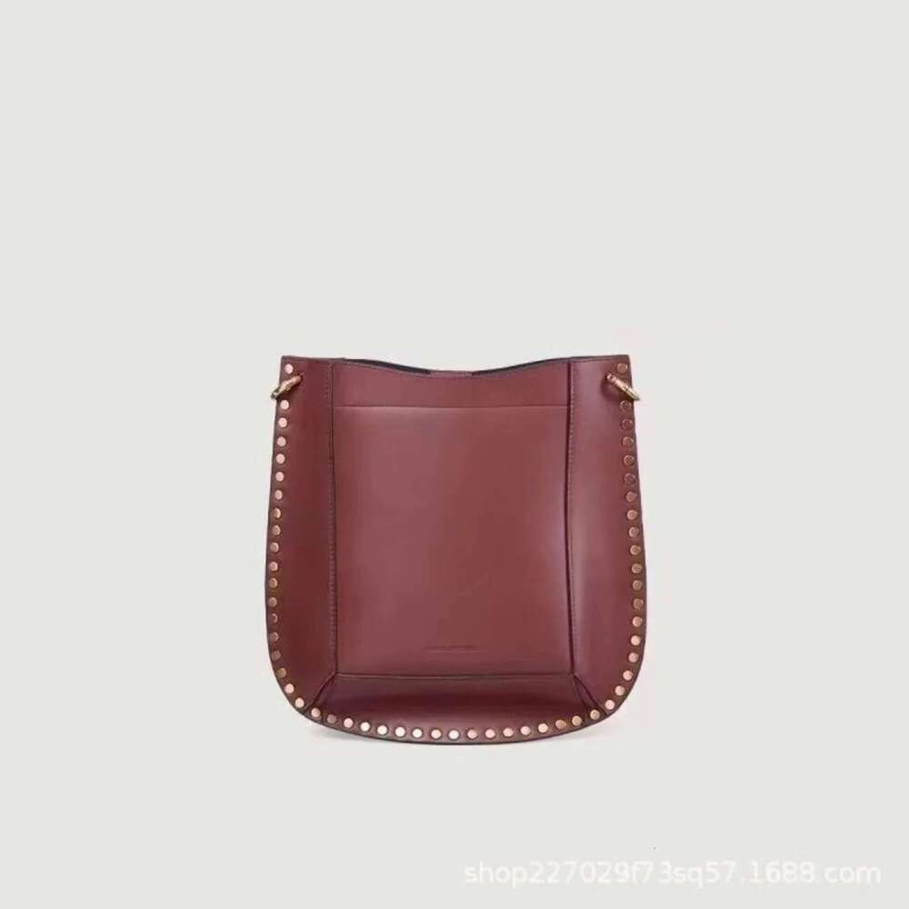 Designer Bag European And American Retro IS Willow Nail Genuine Leather Shoulder Crossbody High End Water Bucket