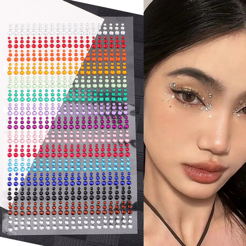 Self-adhesive Bright Face Stickers Jewels Rhinestones Face Decor Sticker For Girls Disposable Eye Shadow Sticker Makeup Supplies 250530