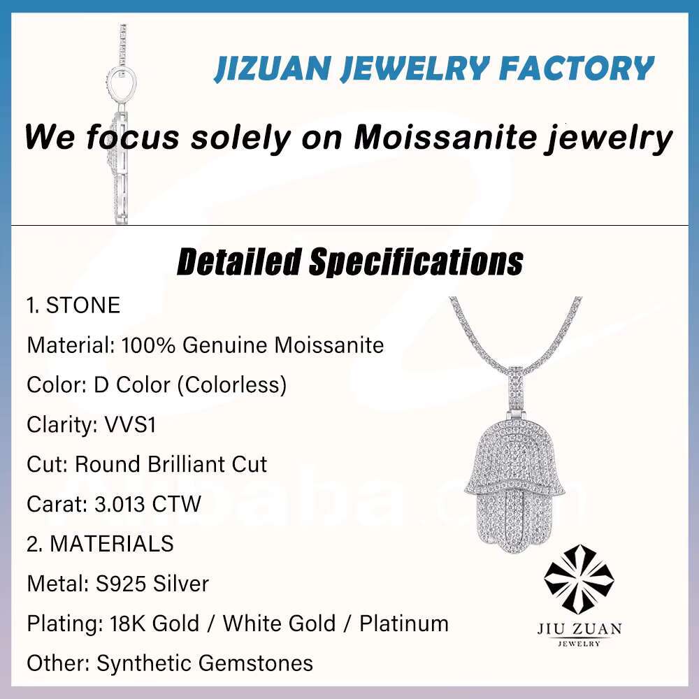 moissanite chain 3.412 CTW Moissanite Lightning Pendant for Men S925 Silver 18K Gold Plated Silver Fits Cuban and Tennis Chains Hip Hop Style