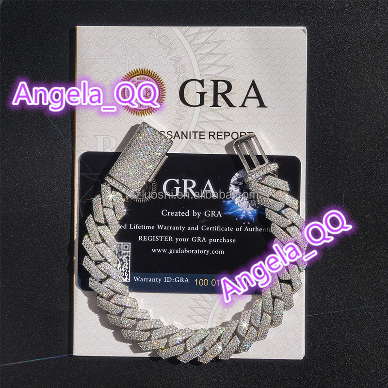925 Sterling Silver Simulated Diamond 15mm Hip Hop Iced Out Chunky Miami Cuban Link Chain