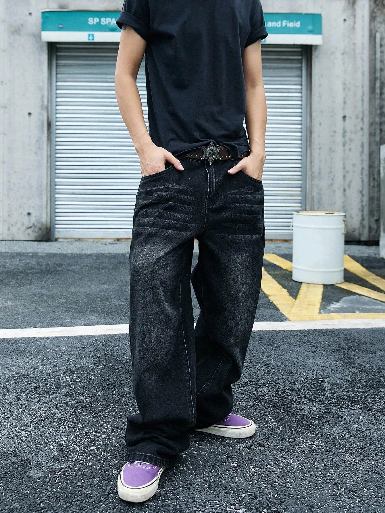 Mens casual loose straight jeans black street slim style suitable for daily casual and fashionable wear in all seasons 250528