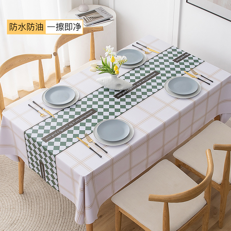 T0496 tablecloth waterproof and oil-proof washable cloth desk ins style tablecloth rectangular pvc coffee table household tablecloth Nordic
