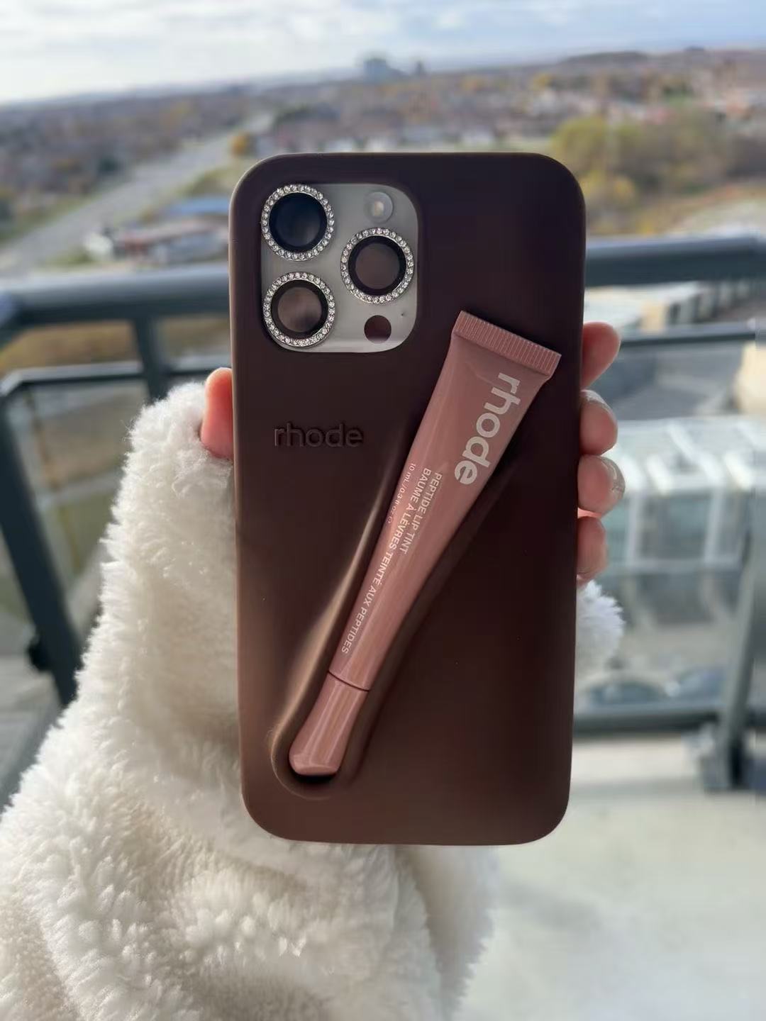 Rhode New Color INS Lipstick Silicone DIY Phone Case For iPhone 16 15 14 13 12 11 Pro Max Plus With Lip Gloss Set Back Cover