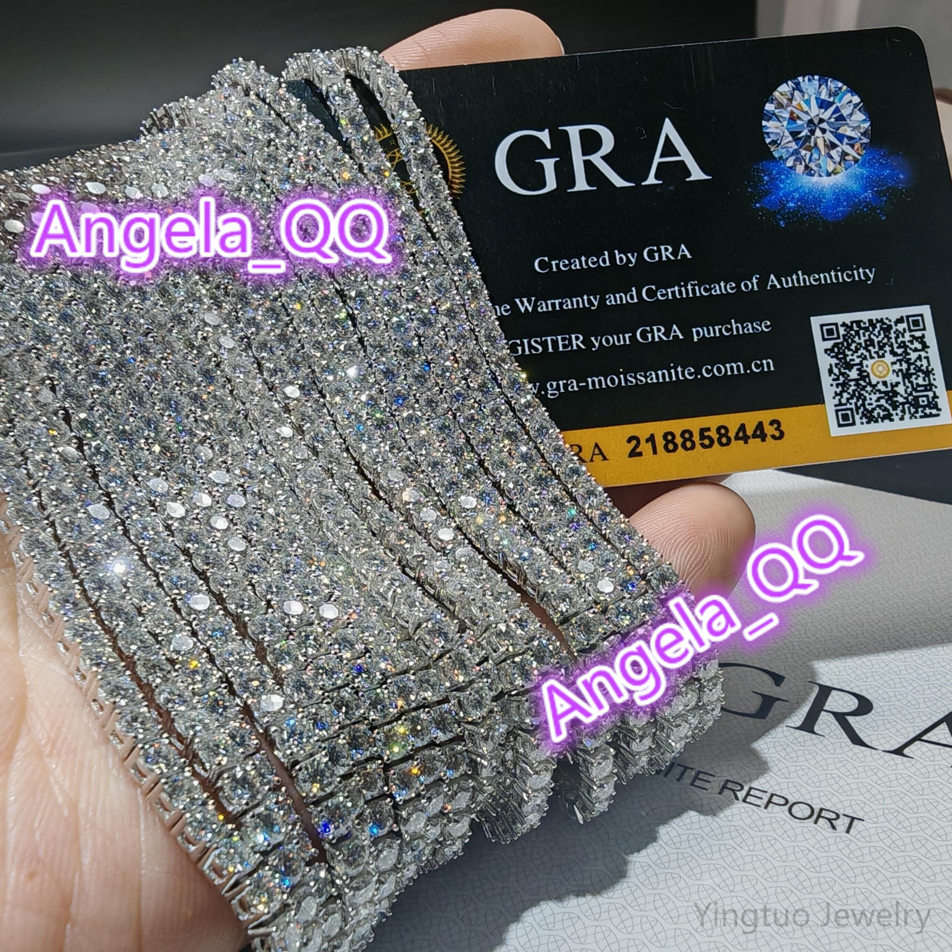 3mm-6mm Hip Hop DVVS 1 Moissanite Tennis Bracelet 18k White Gold Plated 925 Sterling Silver Tennis Chain Bracelet