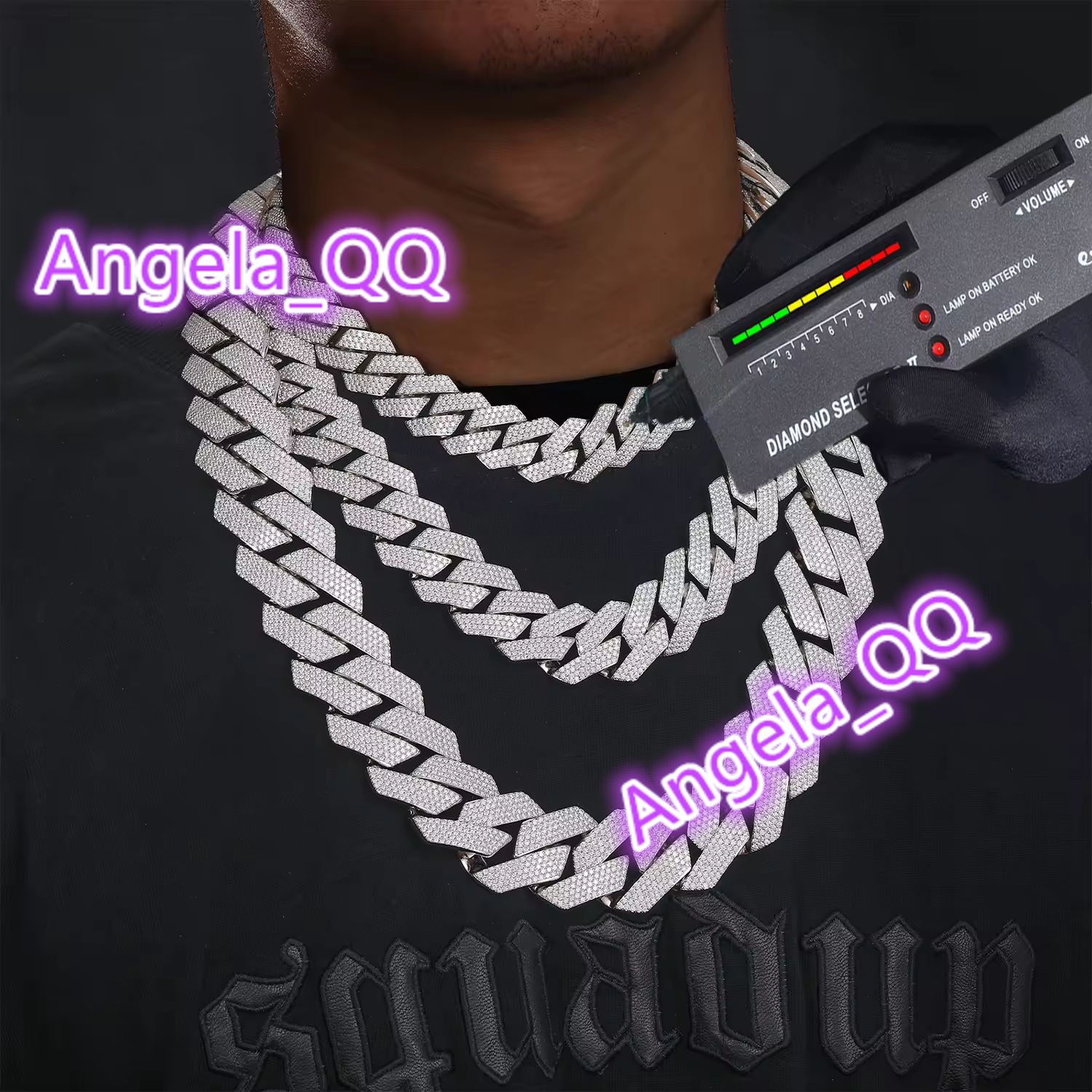 Hot Sale Cubana Hop Jewelry 20mm 925 Sterling Silver VVS Moissanite Iced Out Cuban Link Chain Necklace for Men