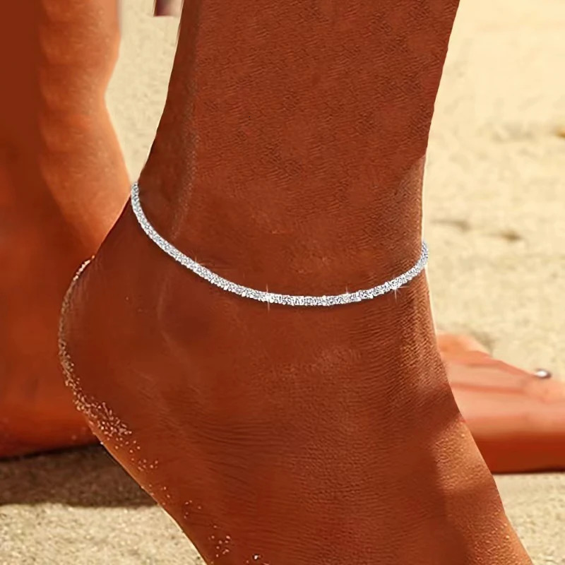 925 Sterling Silver Cross Anklet Simple Style Charm Ladies Anklet Birthday Party Gift for Friends Exquisite Accessories 250526