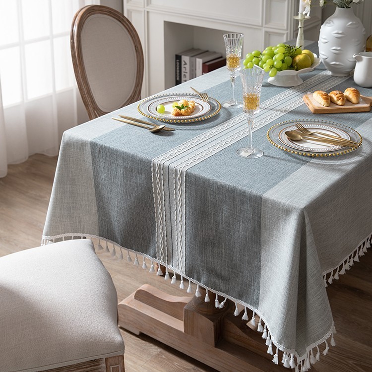 D28 tablecloth fabric cotton linen small fresh Nordic simple high-end light luxury rectangular home table cloth coffee table table cloth