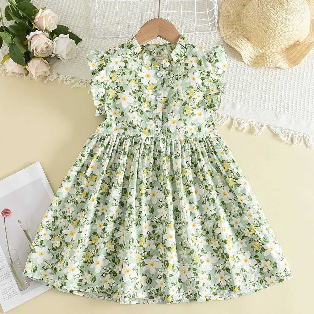 2-6 Years Old Girls Casual Dresses Summer Flowers Print Costumes Floral Party Birthday Princess Vestidos Childrens Clothing R250530