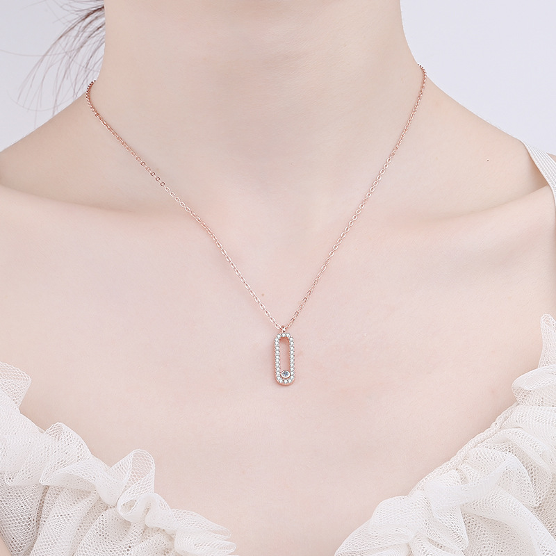 925 Sterling Silver Oval Moissanite Pendant Necklace for Women Minimalist European Style Affordable Luxury Jewelry Factory Direct Sale