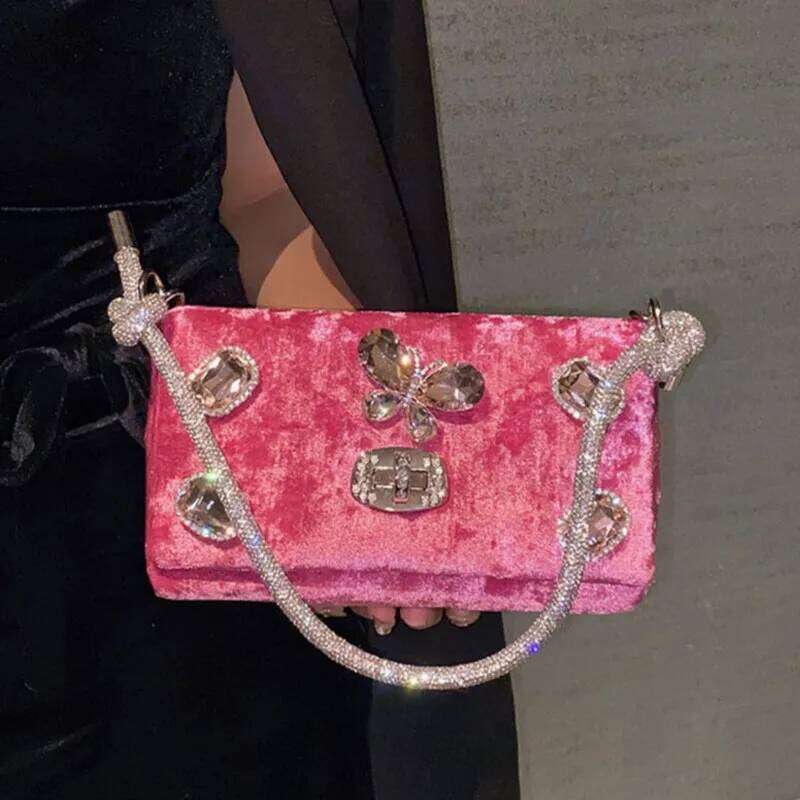 Glitter Handbag Fashion Women Crystal Shiny Dia Evening Wedding Party Clutch Purse Female Shoulder Bag