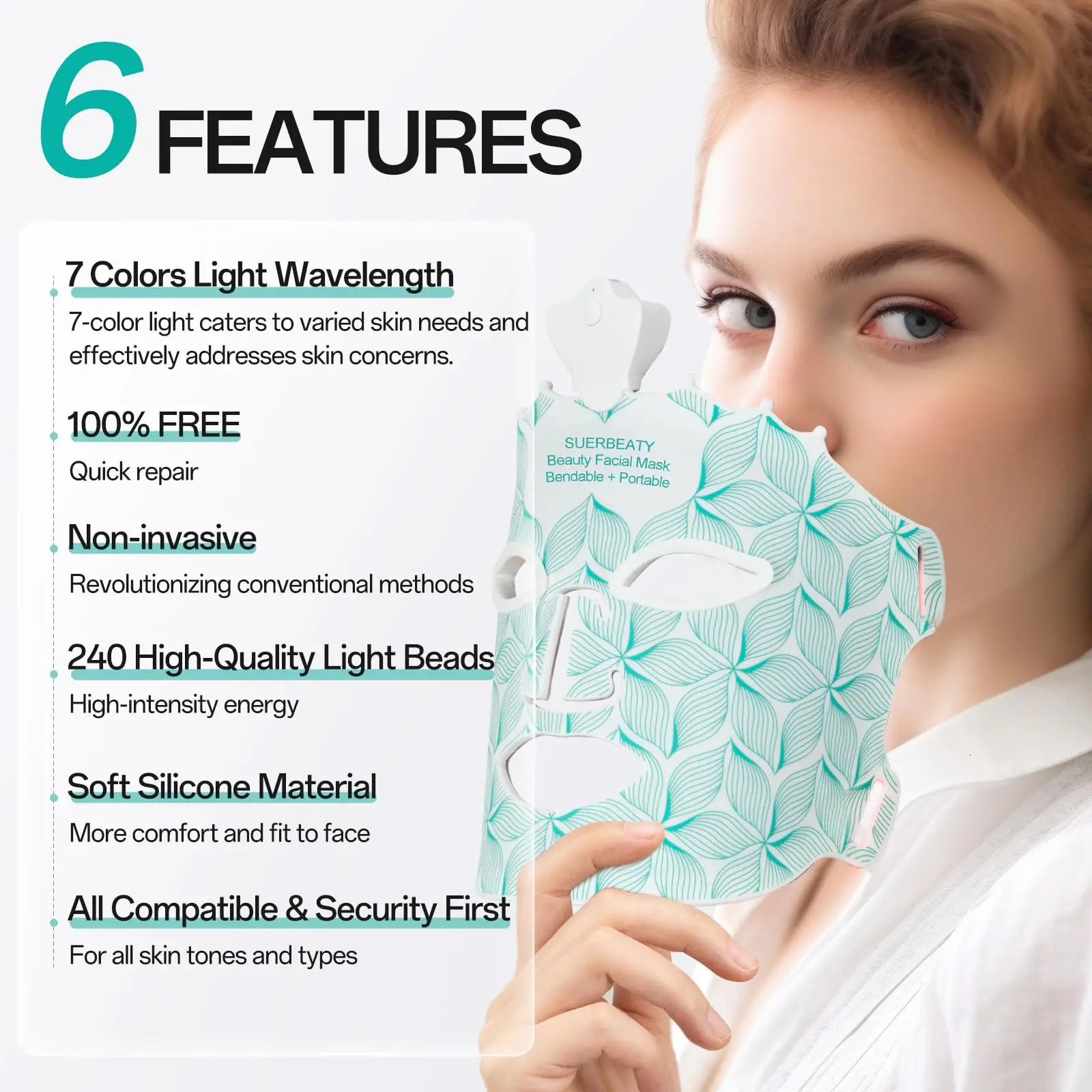 7 Colors Led Light Facial Mask Face Light Mask for Face -Aging Reduce s Infrared Light Rejuvenation 250527