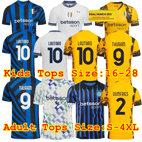 24 25 26 InterS MilanS LAUTARO Soccer Jerseys THURAM DUMFRIES BARELLA CALHANOGLU DIMARCO Rossi FRATTESI 2025 2026 Final Maglie Football Shirt Kids Men Tops 3XL 4XL