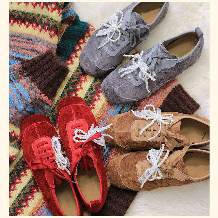 Lace Up Single Shoe Women's 2025 New Color Blocked Casual Bean Shoes Women's Versatile Soft Sole Small Leather Shoes Designer Shoes Light Lu