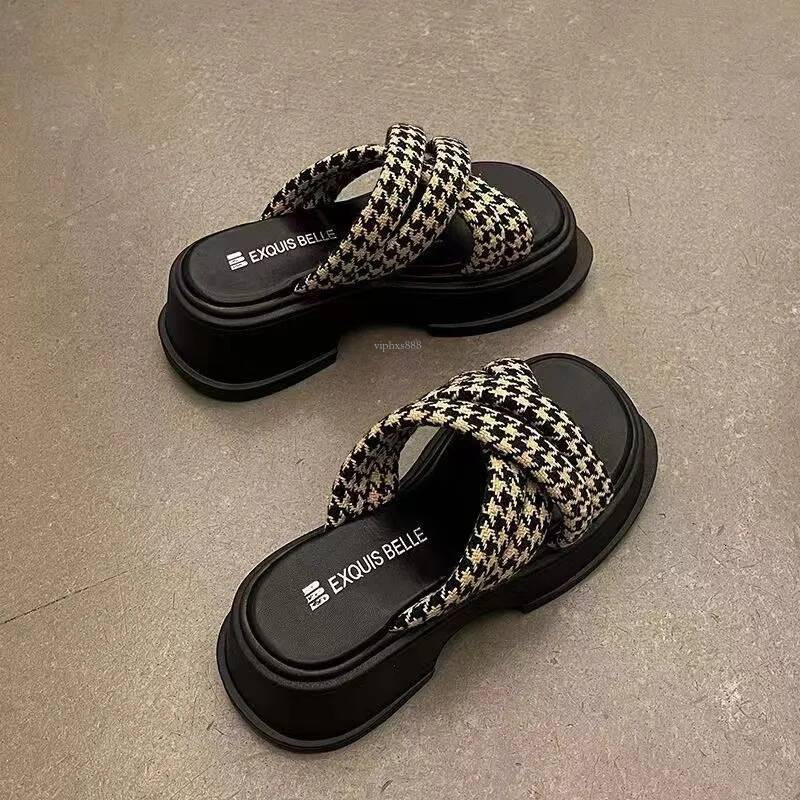 Outdoor Beach Free Shipping New Slides Designer Slippers Womans Sandals Slipper White Platform Houndstooth Outdoor Indoor Shoes Women Slide