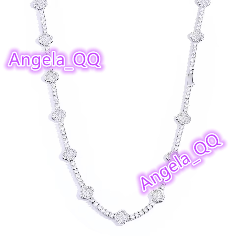 Hot Sale S925 Silver Moissanite Tennis Chain Necklace Cross Border Hip Hop Style Versatile Personality Jewelry