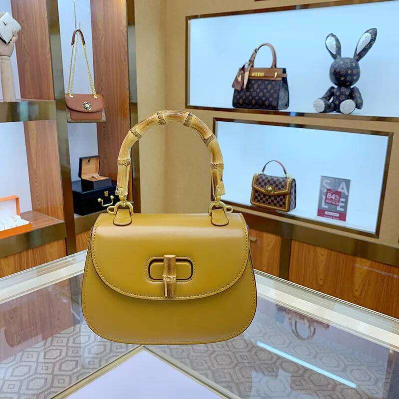Designer Bag Genuine Leather Handbags For Women Ladies Designer Bag Natural Bamboo Handle Bags High Quality Trend