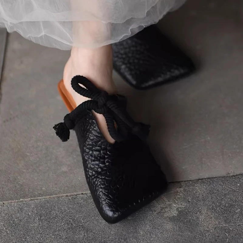 Square Toe Flats Slippers Women Mules Shoes Fashion Casual Sandals Summer Slingback Flip Flops Sandalias De Mujer 250529