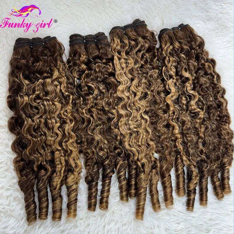 Highlight 12A Grade Burmese Curly 100% Pixie Curls Raw Hair synthetic hair Bundles Unprocessed Human hair Deals Full