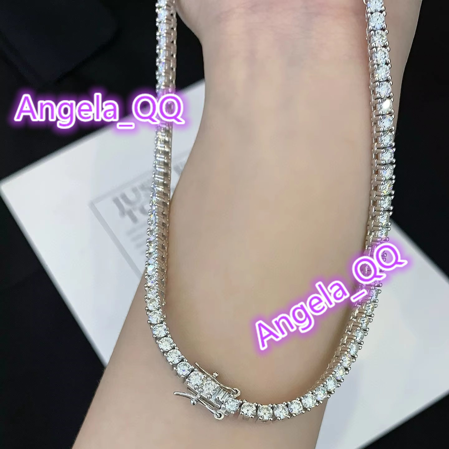 Customizable 925 Silver 4/5mm Moissanite Necklace Fashion Hip Hop Style