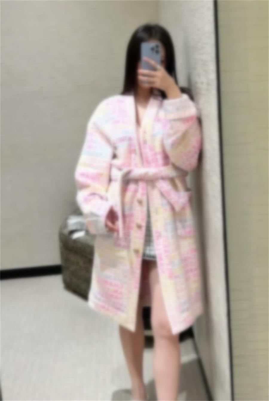 Chan 2025 new tweed jacket designer clothes women high quality bathrobe jacket designer jacket women plus size letter coat womens jacket Paris runway long jacket